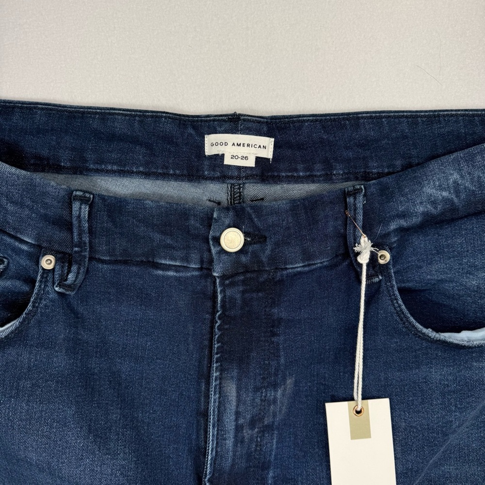 NWT Womens Good American Good Classic High Rise Slim Straight Indigo Size 20-26D - Picture 5 of 8